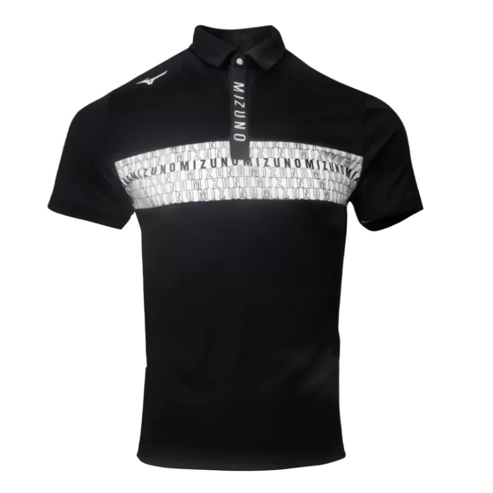 Mizuno Tops> CHEST PRINT POLO MEN Black