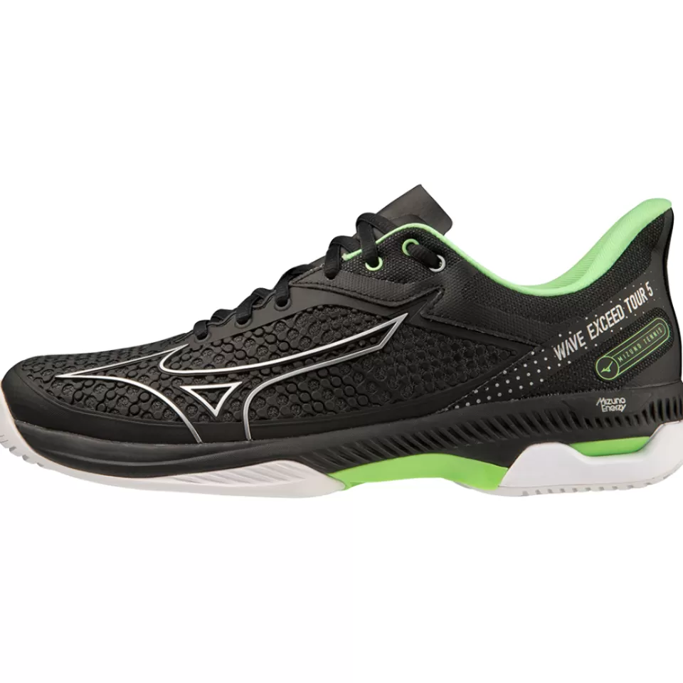 Mizuno Tennis>WAVE EXCEED TOUR 5 AC MEN Black/Silver/TechnoGreen