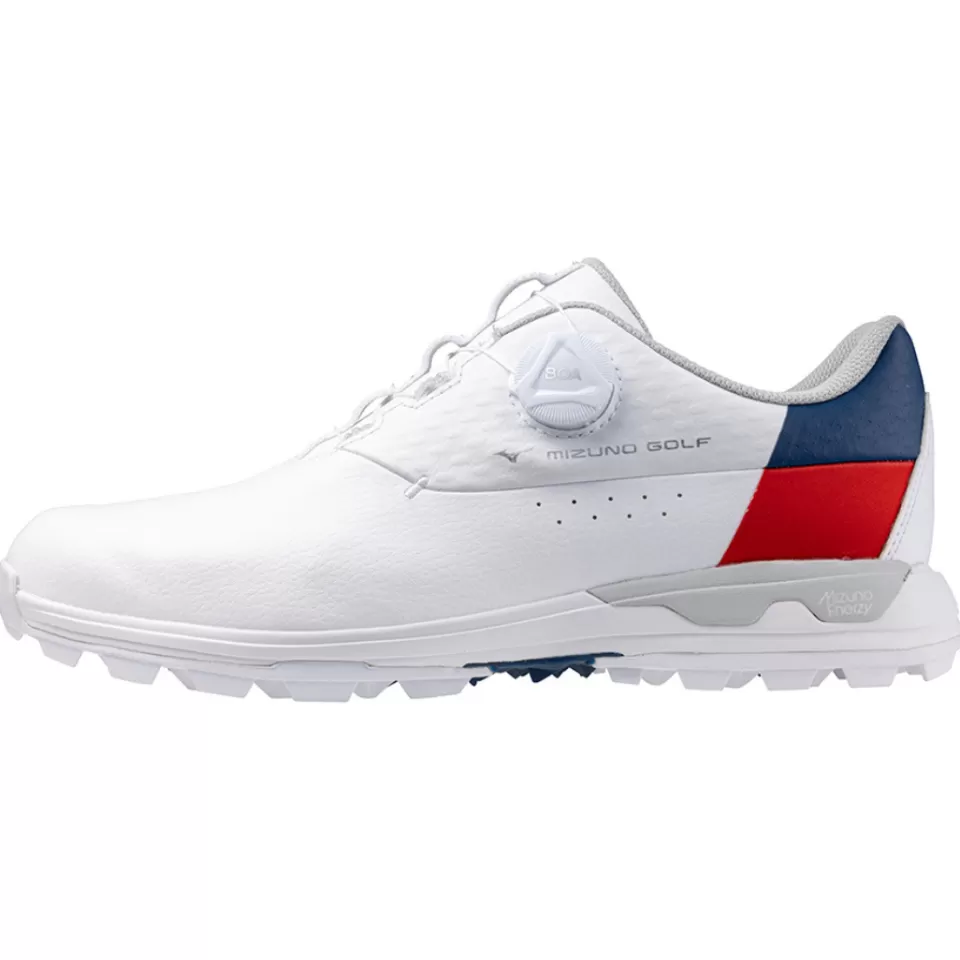 Mizuno Golf>WAVE HAZARD AQUA BOA 3E WIDE MEN White/PoppyRed