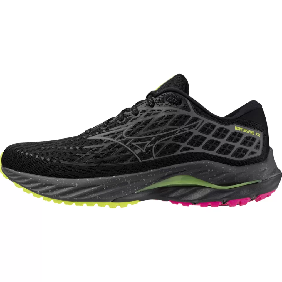 Mizuno Running | Running>WAVE INSPIRE 20 UNISEX Black/Silver/SunnyLime