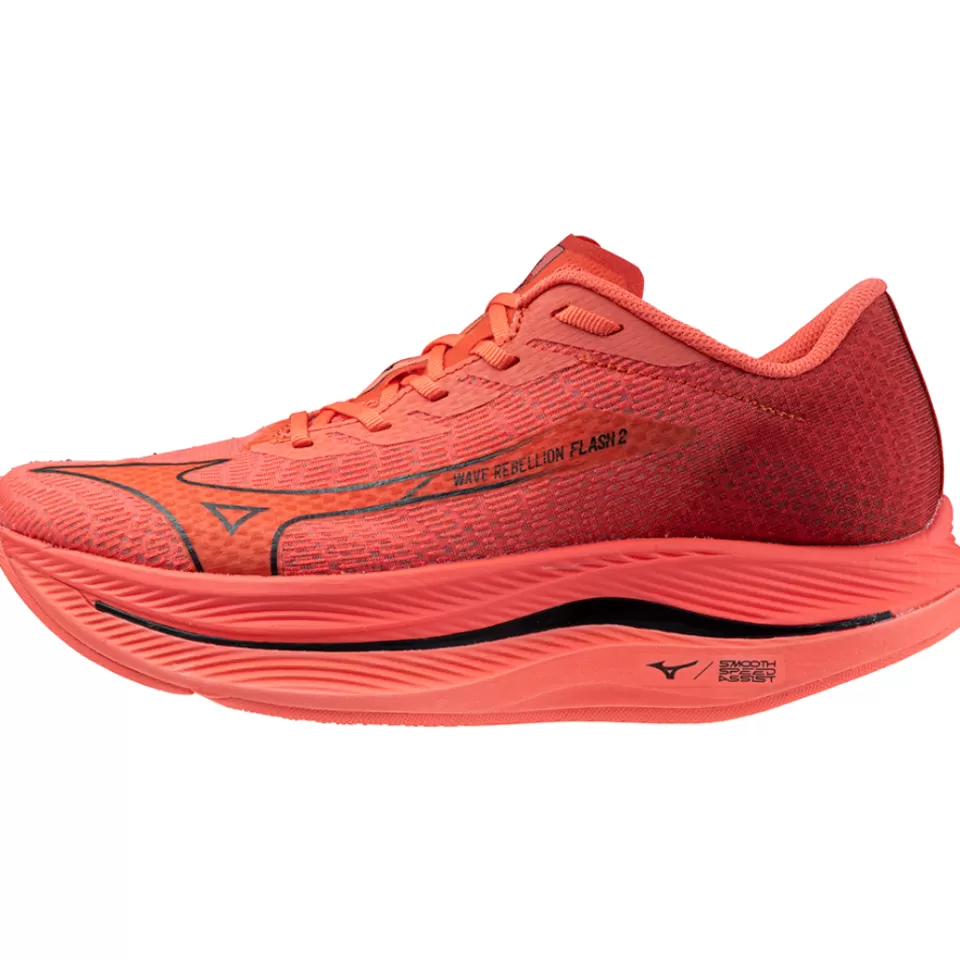 Mizuno Running | Running>WAVE REBELLION FLASH 2 UNISEX Dubarry/Black/Cranberry