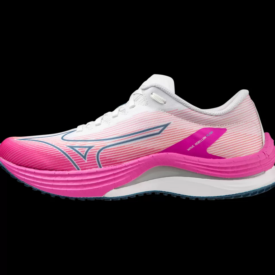 Mizuno Running>WAVE REBELLION FLASH WOMEN White/Silver/Pink