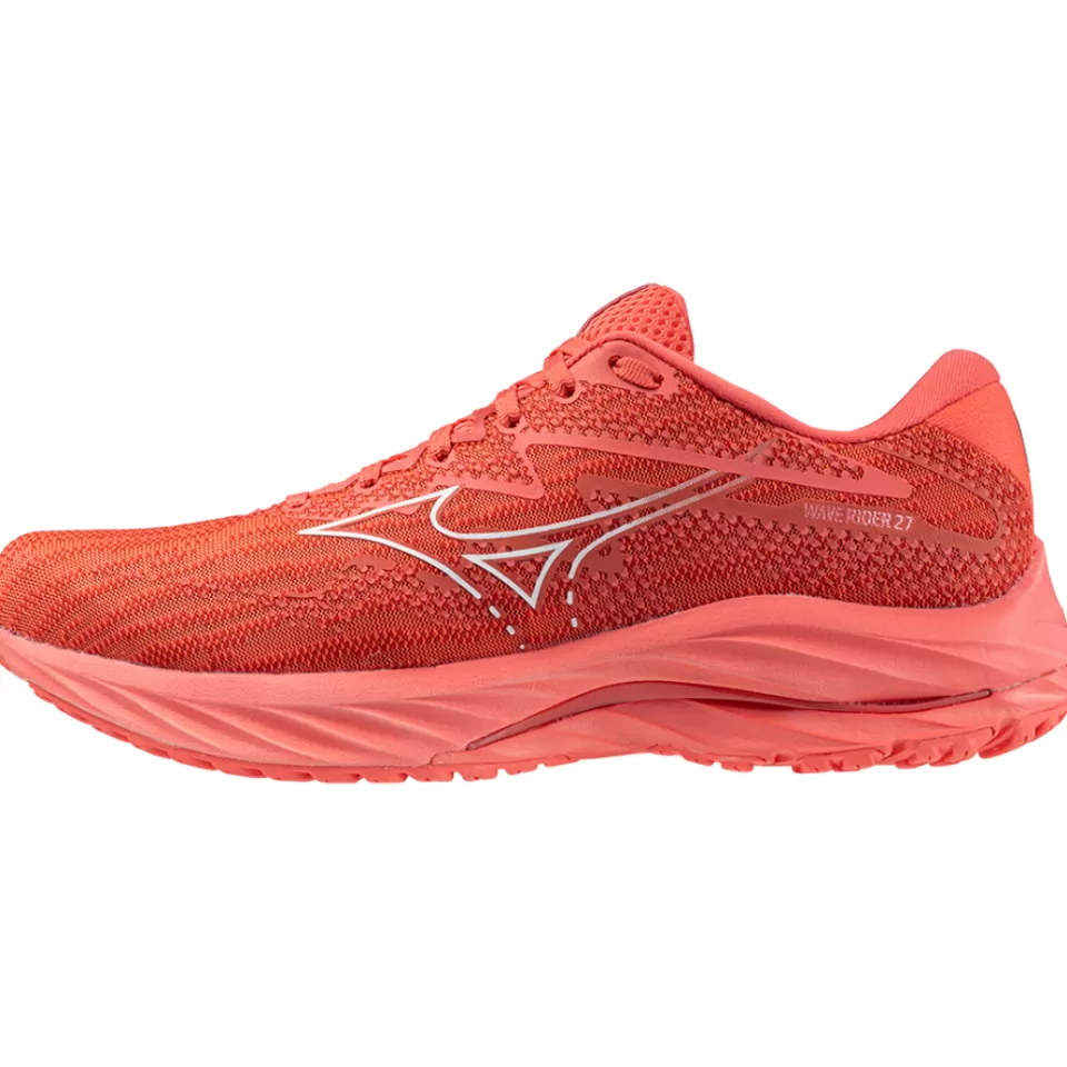 Mizuno Running | Running>WAVE RIDER 27 UNISEX Dubarry/White/Cranberry