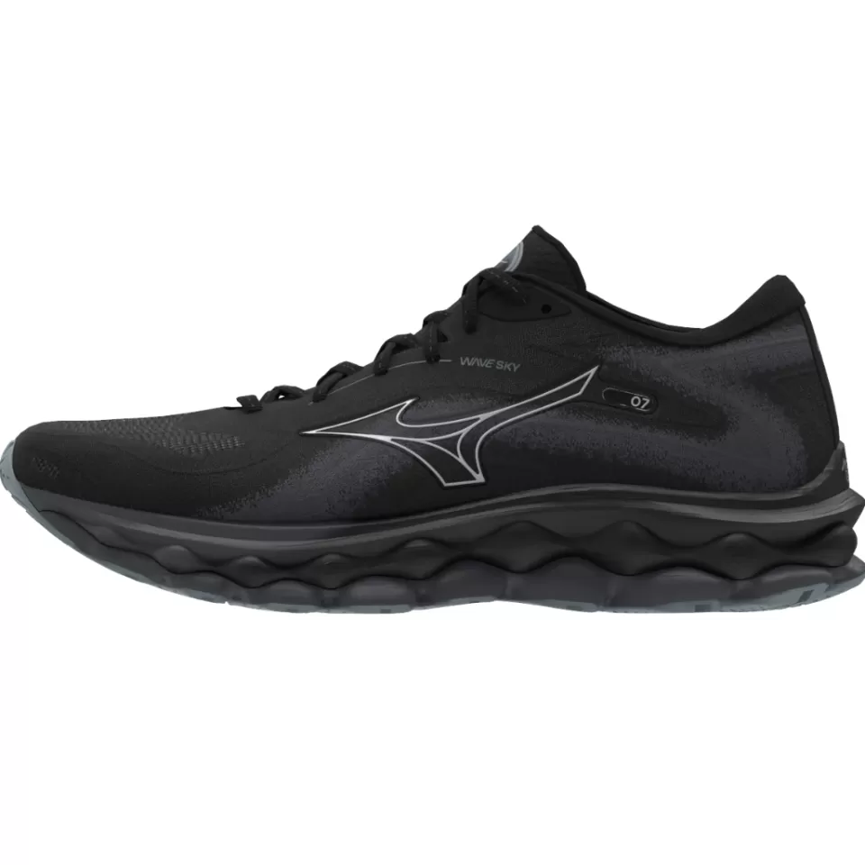 Mizuno Running>WAVE SKY 7 2E WIDE MEN Black/Nickel/Ebony